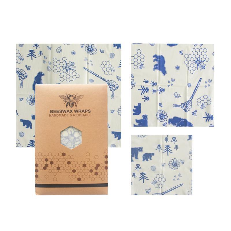 Reusable Beeswax Food Wraps - Pack of 3 (S/M/L)