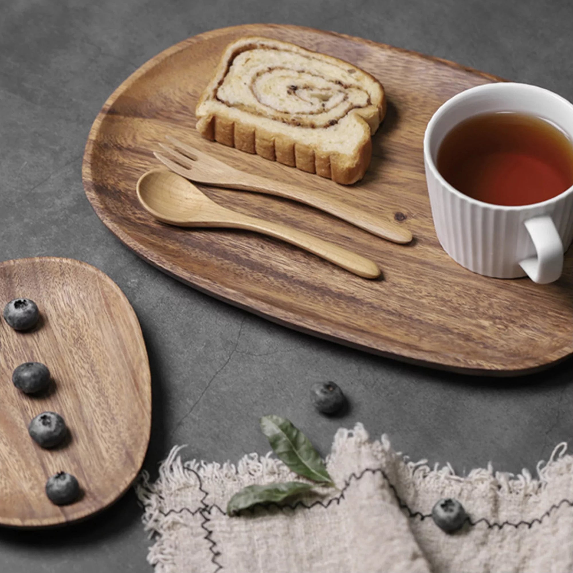 Acacia Wood Serving Tray Set of 5 Pcs