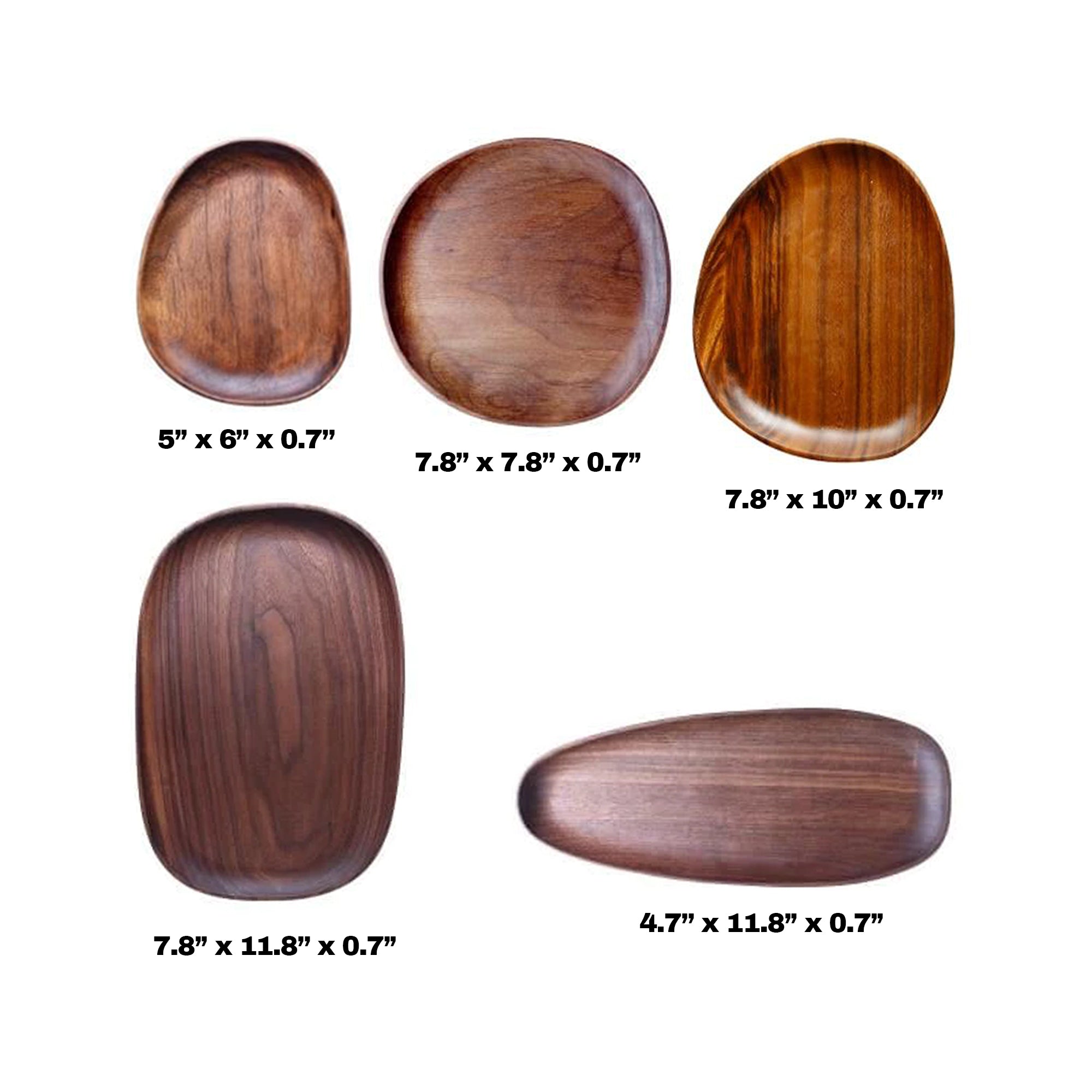 Acacia Wood Serving Tray Set of 5 Pcs