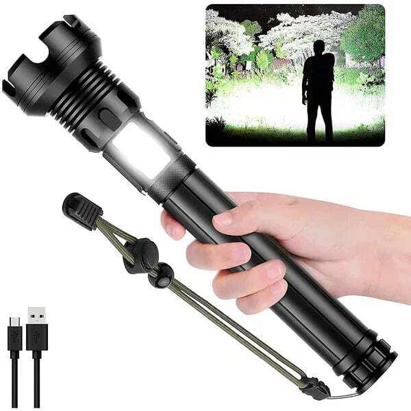 LED Rechargeable Laser Flashlight 90000 High Lumens