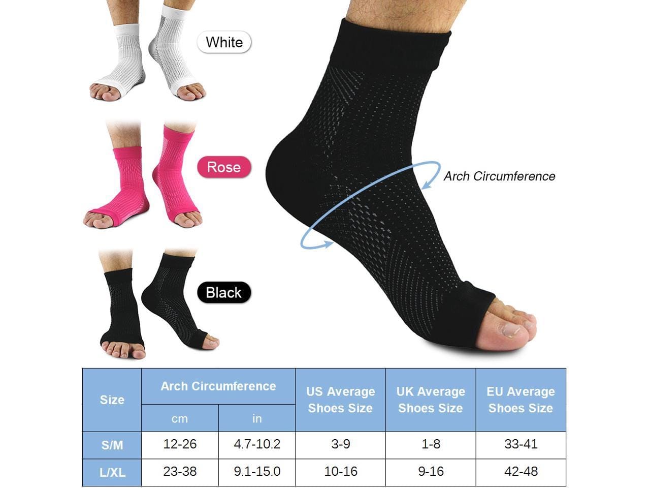 "Medical Certification" Compression Foot Sleeves Men Women Compression Socks with Arch Heel Support