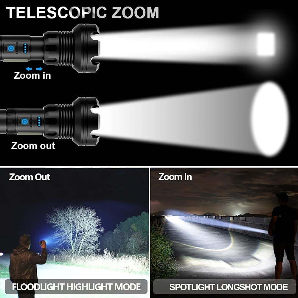 LED Rechargeable Laser Flashlight 90000 High Lumens