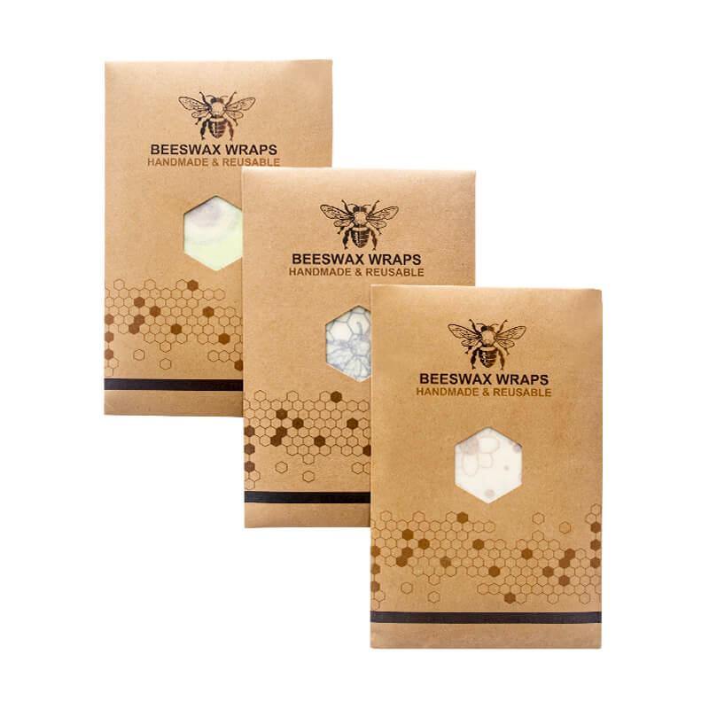 Reusable Beeswax Food Wraps - Pack of 3 (S/M/L)