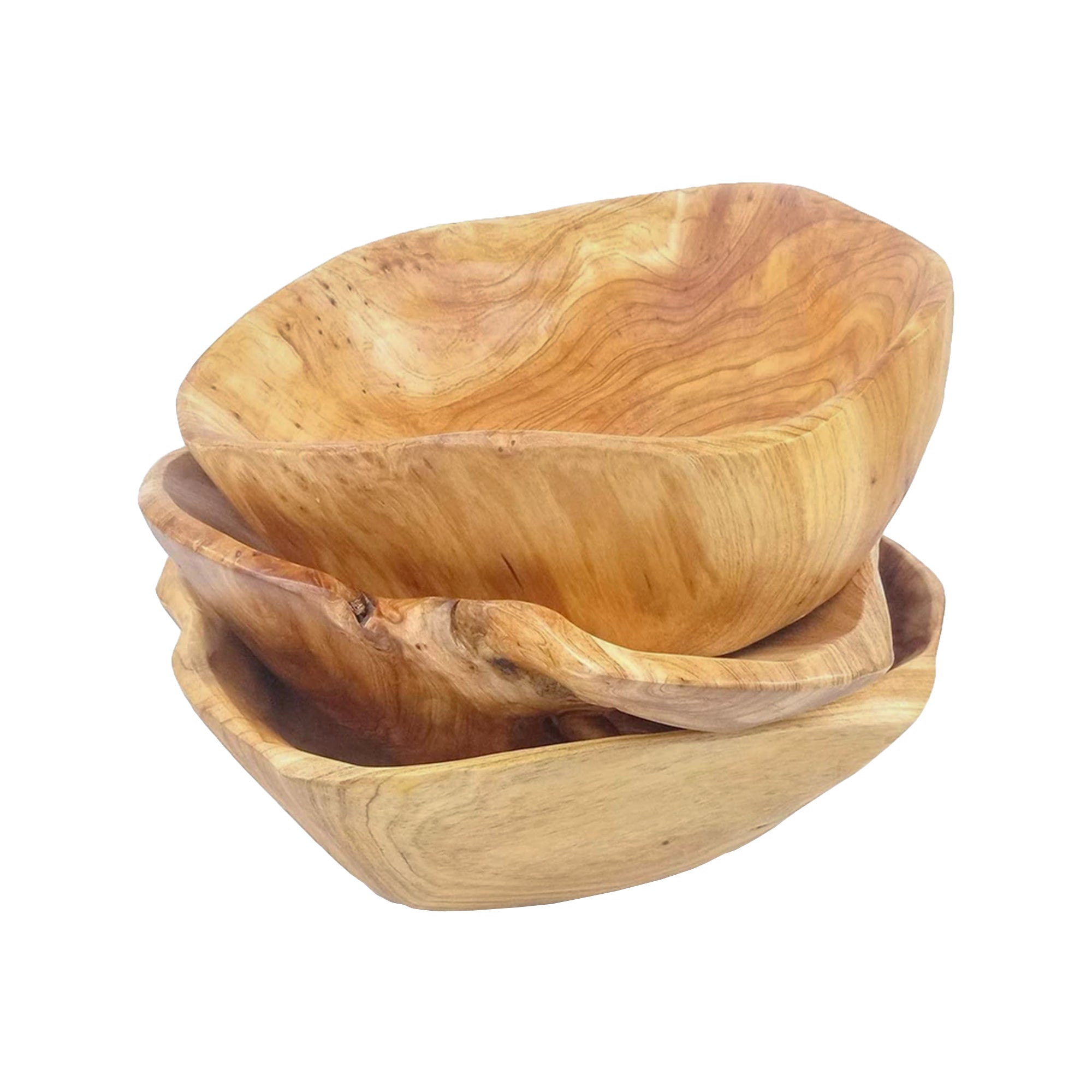 Hand-Carved Wood Serving Bowl