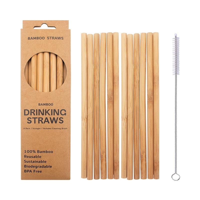 Reusable Bamboo Straws - Pack of 12