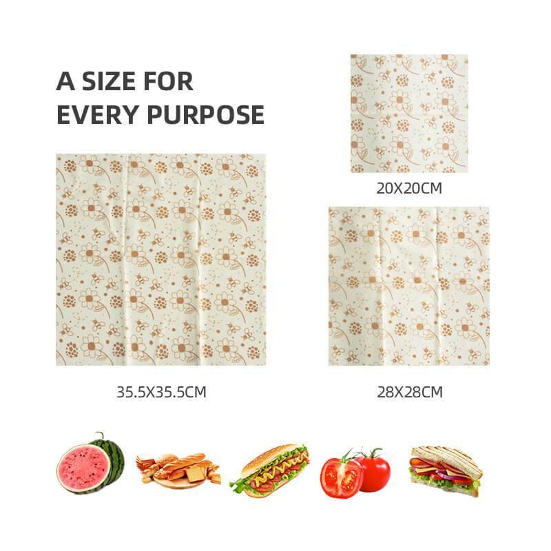 Reusable Beeswax Food Wraps - Pack of 3 (S/M/L)
