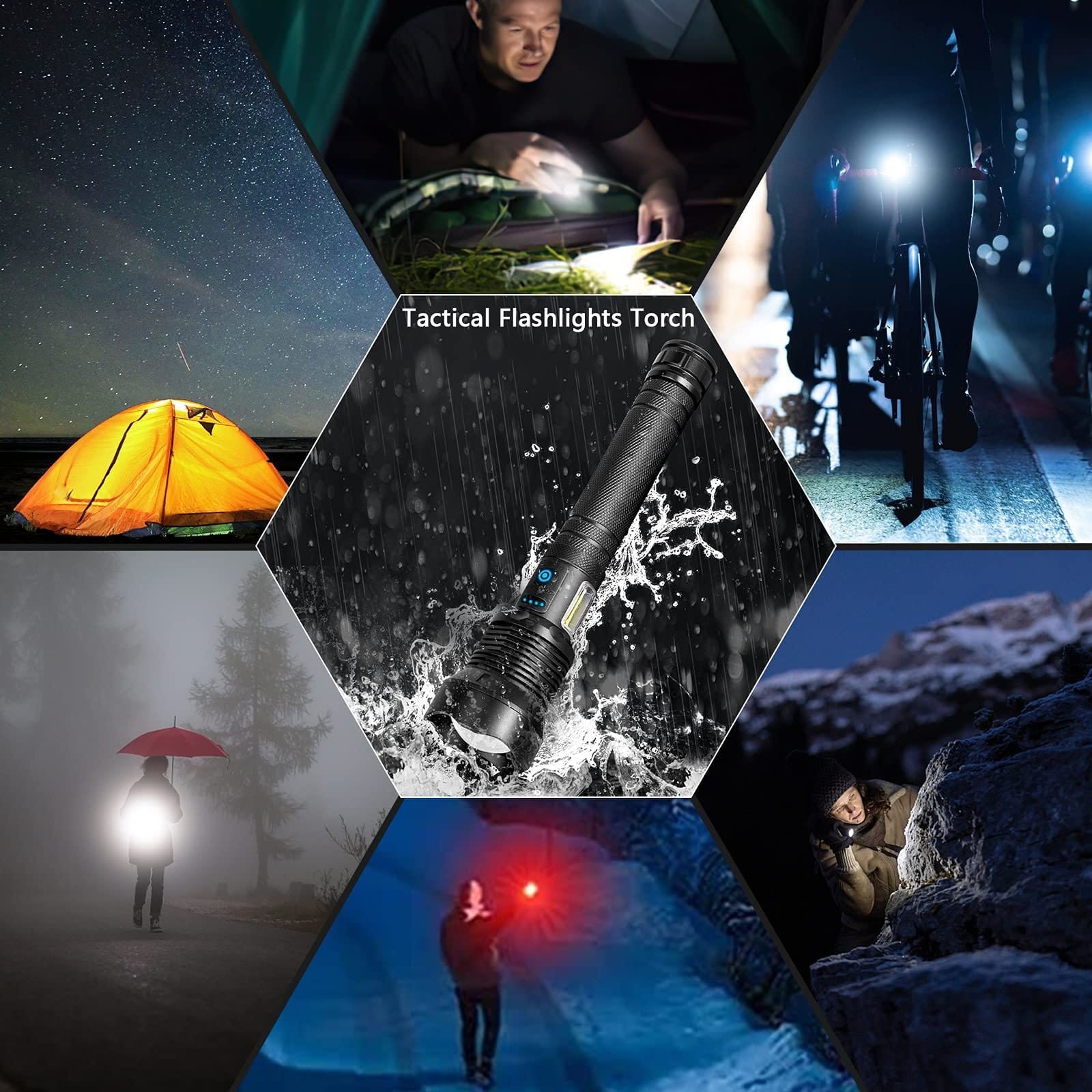 LED Rechargeable Laser Flashlight 90000 High Lumens