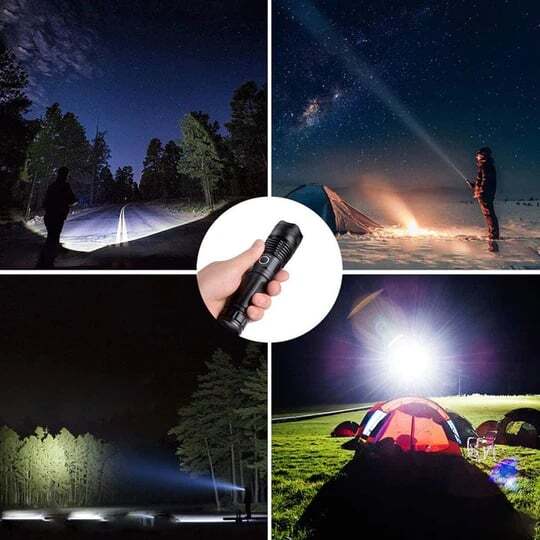 LED Rechargeable Laser Flashlight 90000 High Lumens