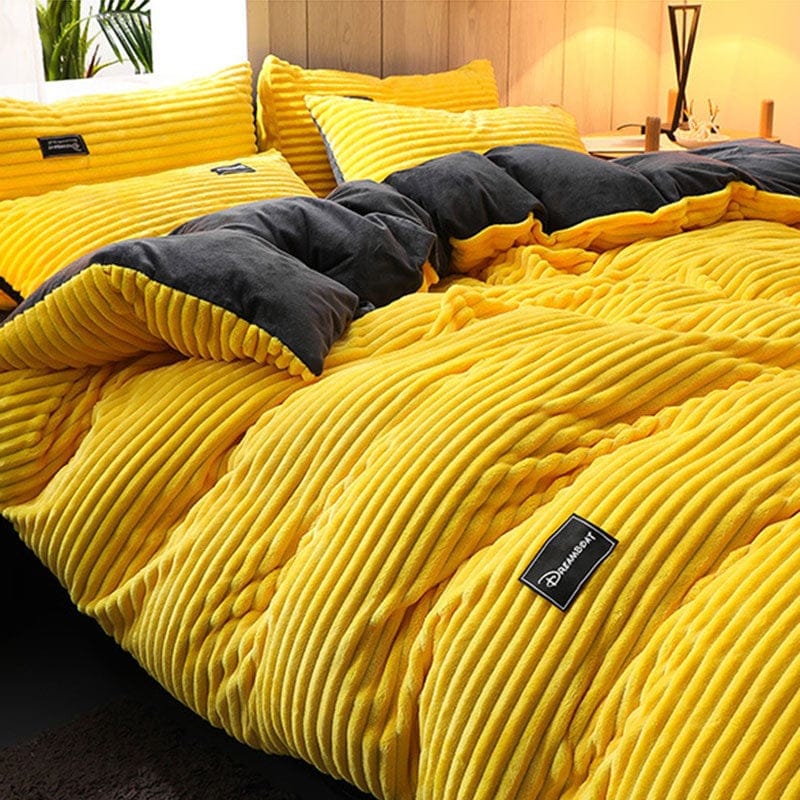 (Big Sale)AB Sided Thicken Corduroy Velvet Winter Bedding Set Full Queen King Size Duvet Cover(Free Shipping)