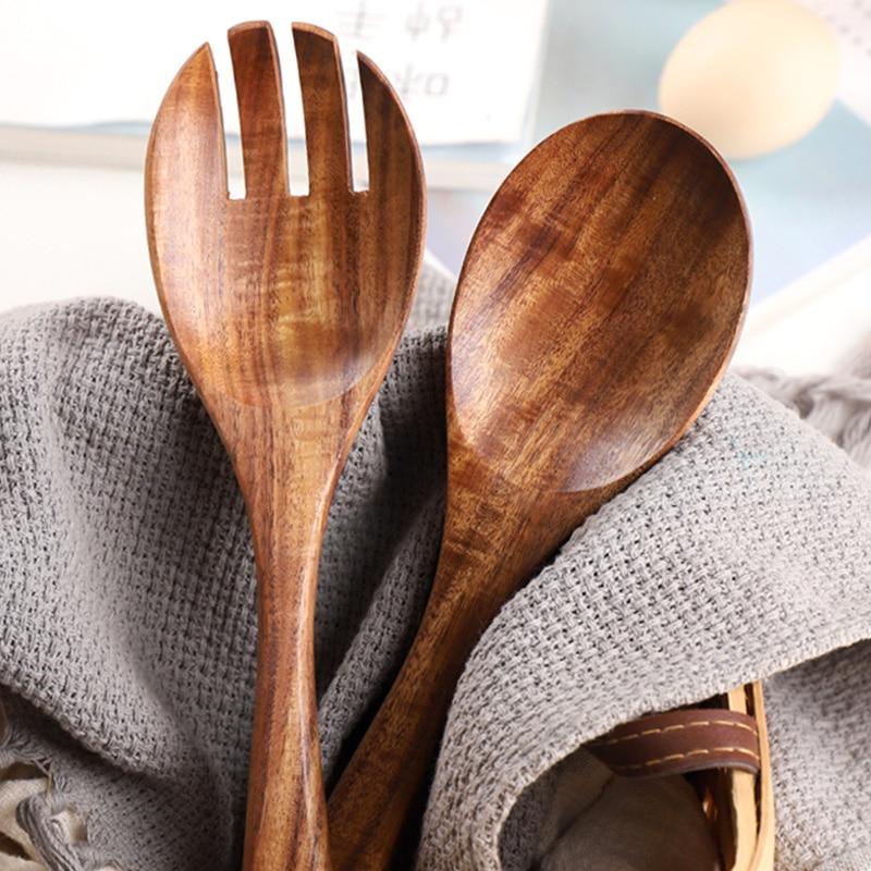 Acacia Wood Salad Servers Set of 2