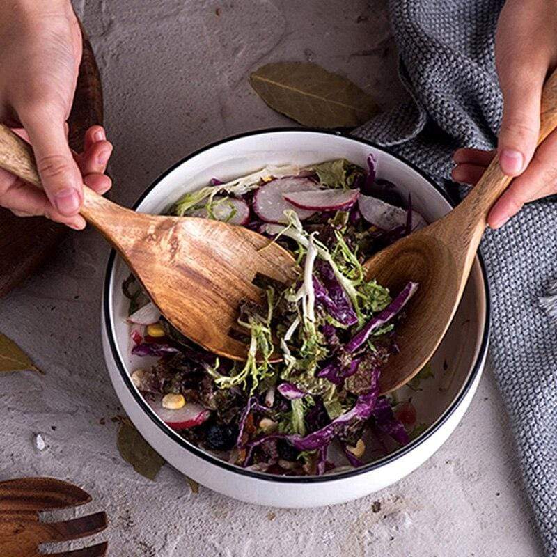 Acacia Wood Salad Servers Set of 2