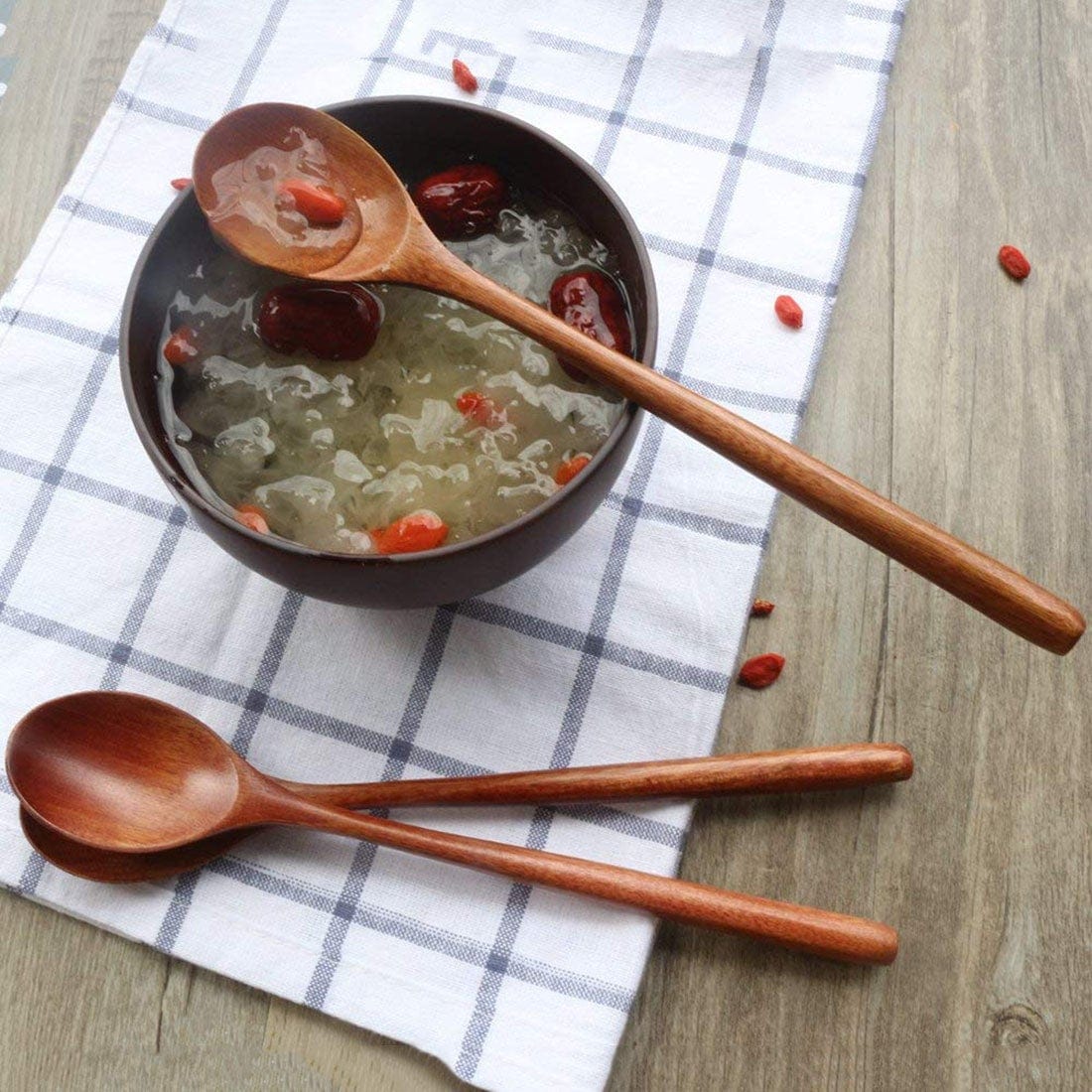 Natural Wooden Soup Spoons - 6 Pcs Set