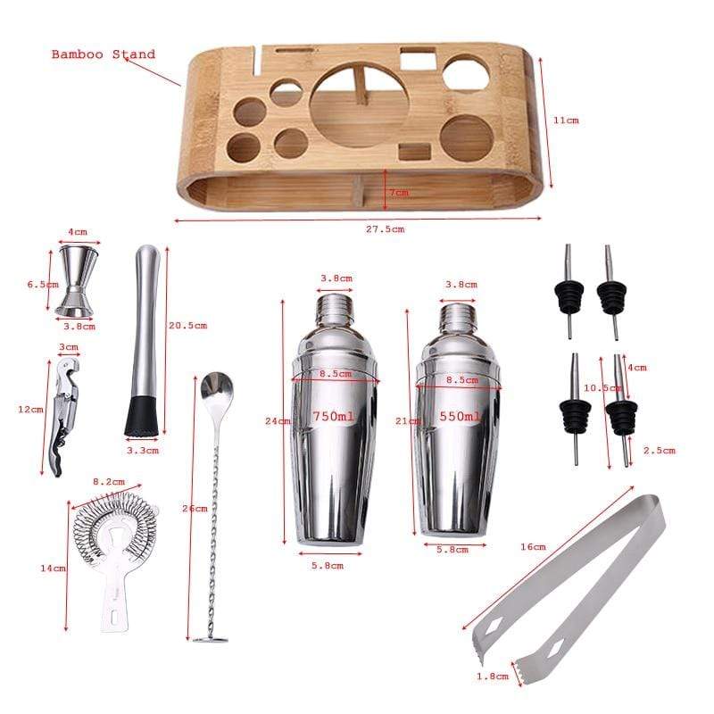 Cocktail Shaker Mixer Bartender Kit Set of 12