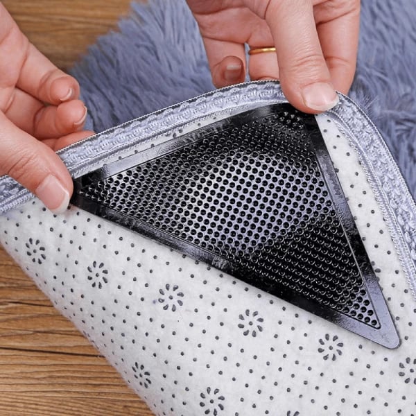 Reusable Corner Area Carpet Rug Grippers - Rubber Anti Curling Non Slip Skid Pads