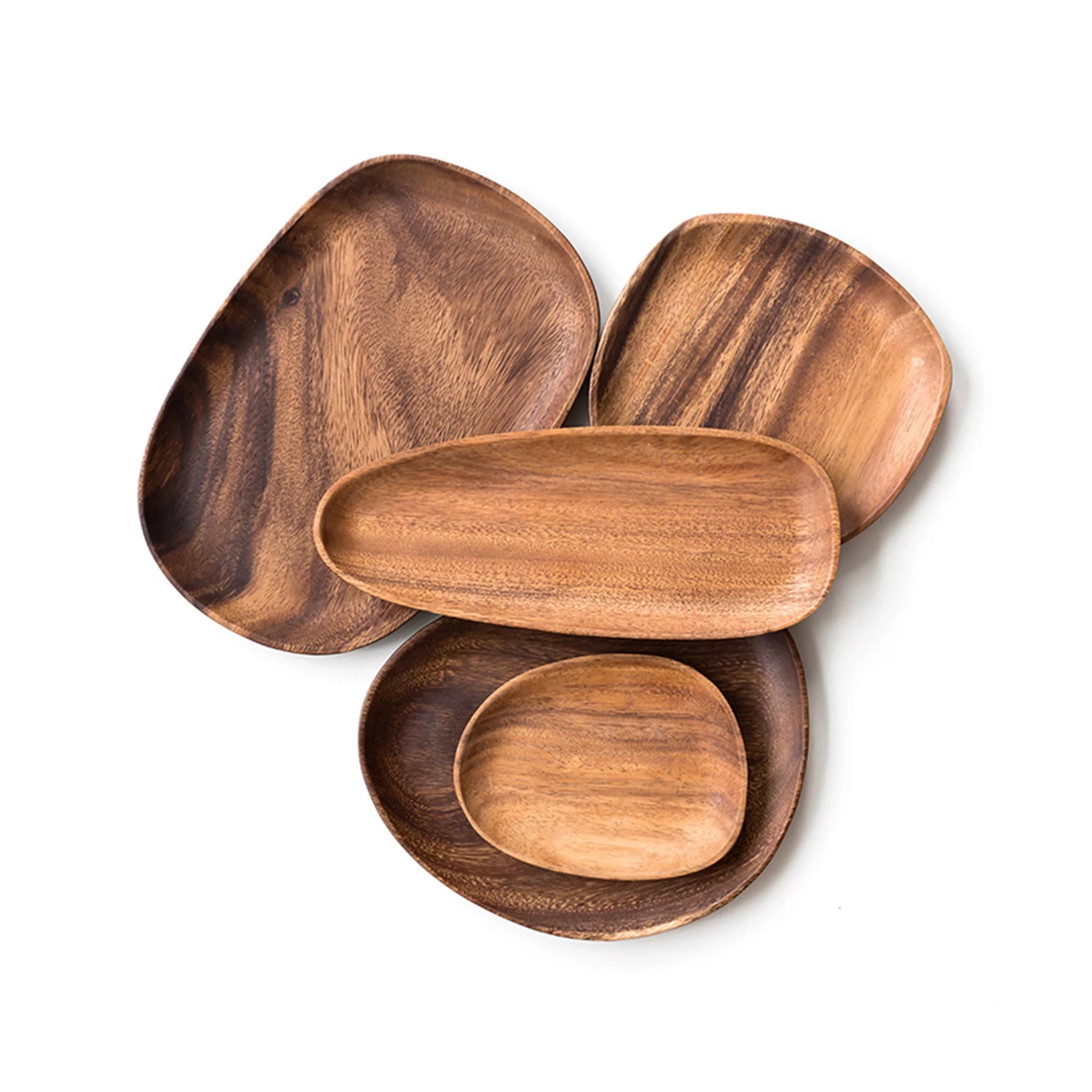 Acacia Wood Serving Tray Set of 5 Pcs