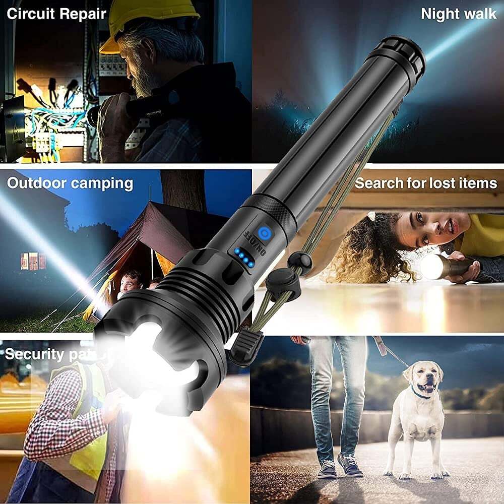 LED Rechargeable Laser Flashlight 90000 High Lumens