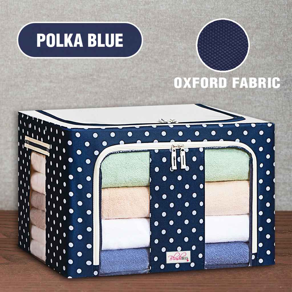 Sxtiyou Oxford Fabric Collapsible Storage Boxes for Clothes/Quilts/Linen with Metal Supports