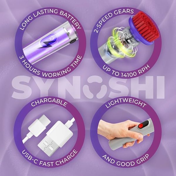 SYNOSHI PRO Electric Spin Scrubber, Cordless Cleaning Brush Bathroom Scrubber.